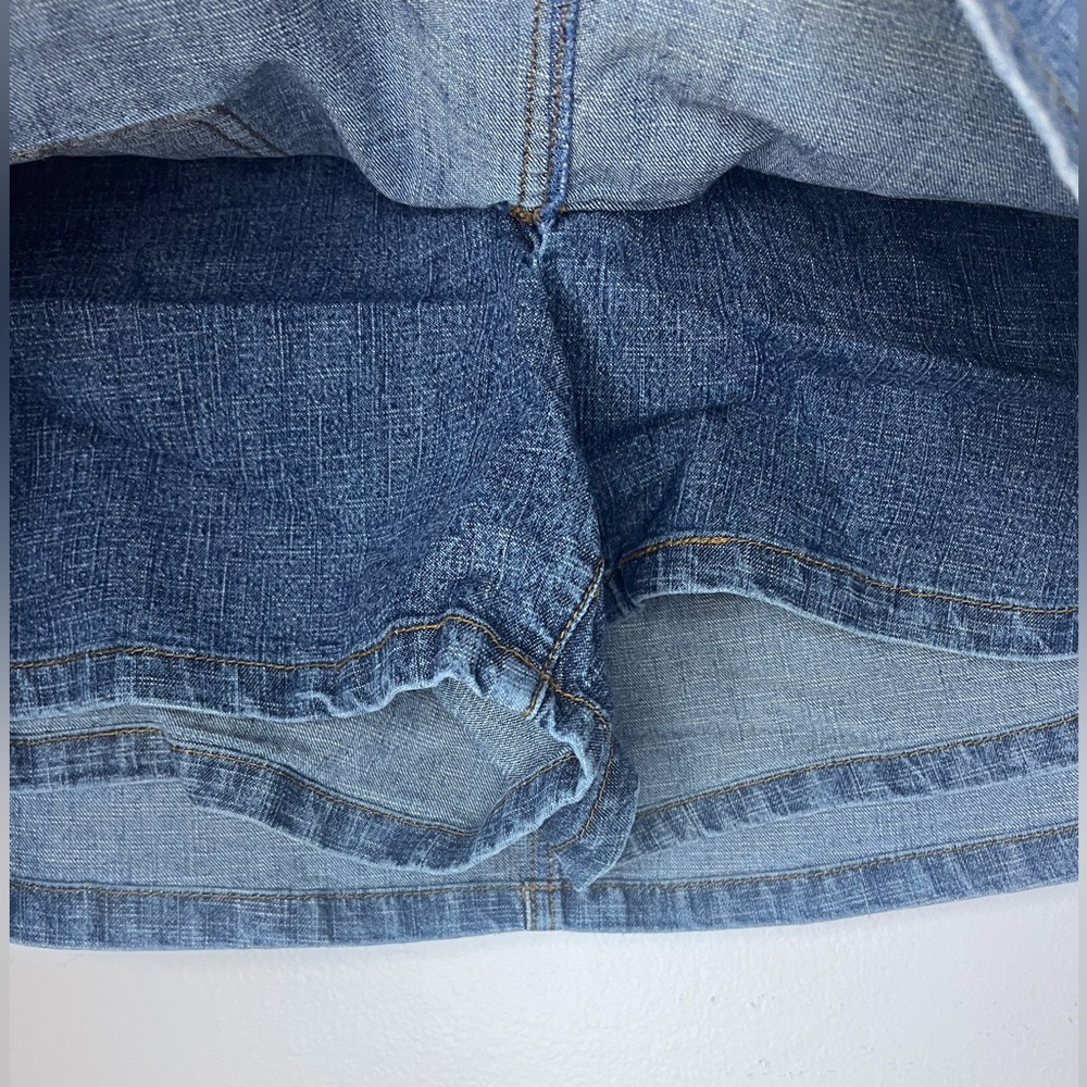 Bailey's Point Denim Belted Mini Skirt Skort Vintage Y2K Women's Size 12 Pockets - Picture 5 of 7